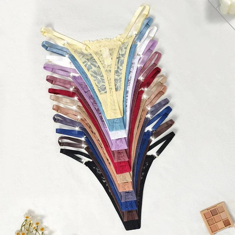 12pcs/Set Low Rise Sexy Women's G-string Breathable Comfortable Female Lingerie Erotic Elegant Lady Thongs Underwear Panties - A-1 Thread Vault