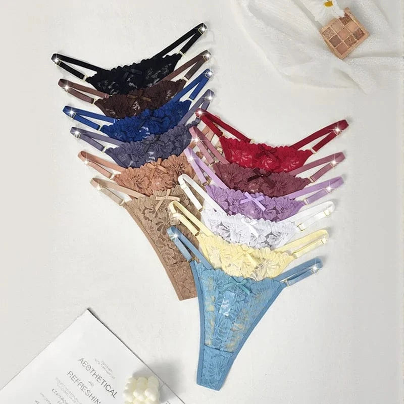 12pcs/Set Low Rise Sexy Women's G-string Breathable Comfortable Female Lingerie Erotic Elegant Lady Thongs Underwear Panties - A-1 Thread Vault