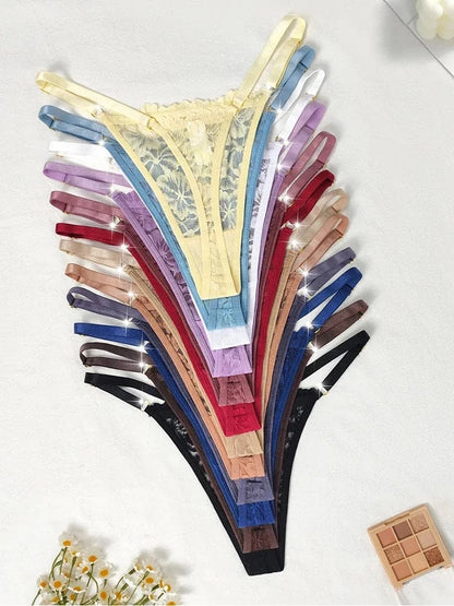 12pcs/Set Low Rise Sexy Women's G-string Breathable Comfortable Female Lingerie Erotic Elegant Lady Thongs Underwear Panties - A-1 Thread Vault