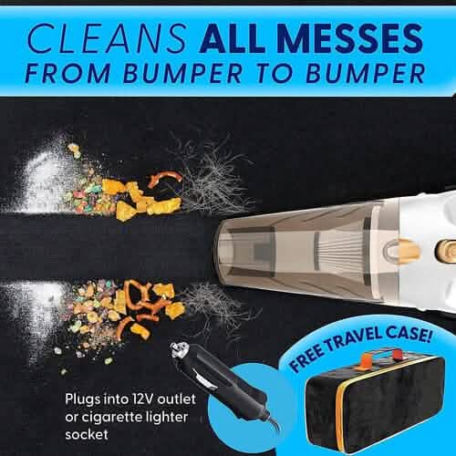 12V High Power Handheld Car Vacuum with 16Ft Cord, Attachments & Bag - A-1 Thread Vault