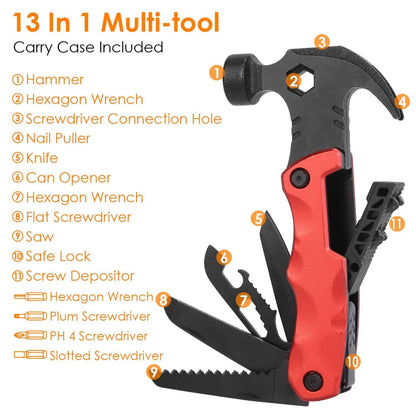 13-in-1 Multi-tool Hammer Camping Survival Tool - A-1 Thread Vault