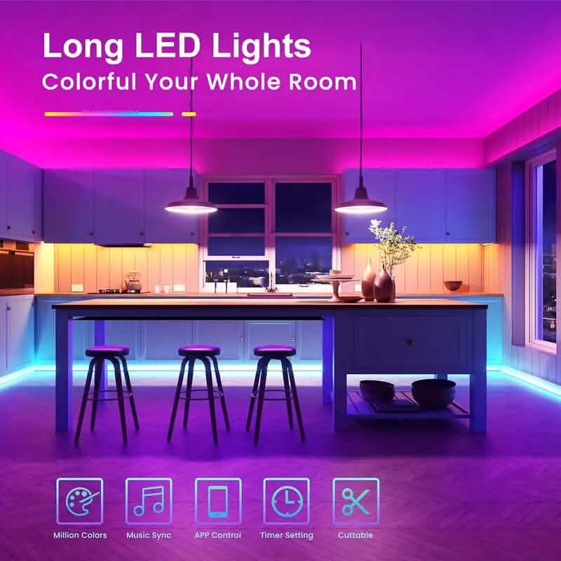 130 Ft. RGB 24V Led Strip Lights with App Controlled Remote - A-1 Thread Vault