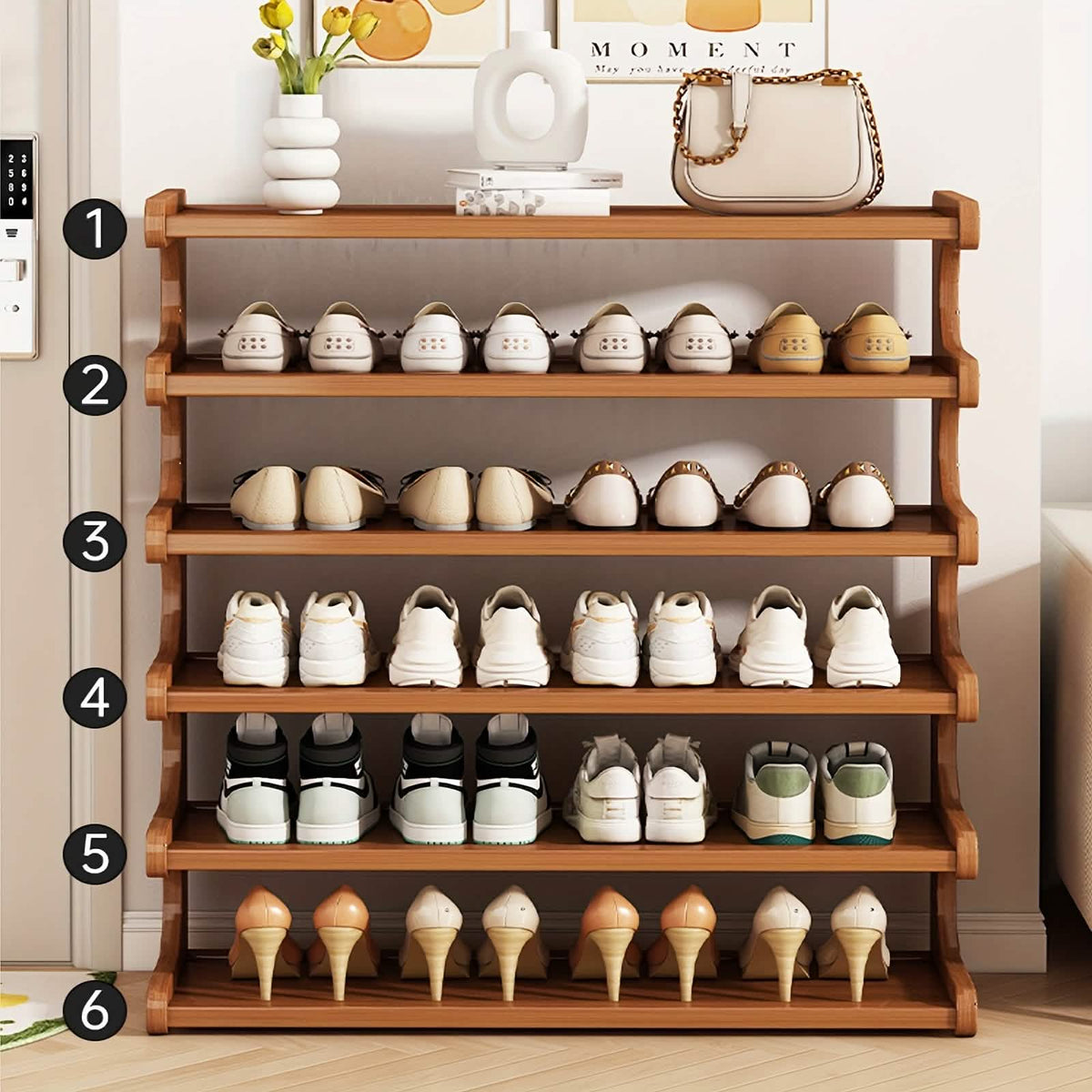 Bamboo Shoe Rack Organizer – 5 or 6 Tier, Space-Saving Storage - A-1 Thread Vault