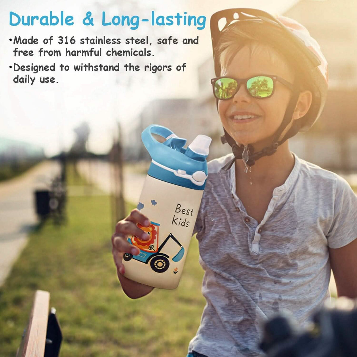 13.50oz. Insulated Stainless Steel Water Bottle Leak-proof with Straw Push Button Lock Switch - A-1 Thread Vault