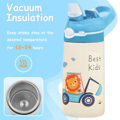 13.50oz. Insulated Stainless Steel Water Bottle Leak-proof with Straw Push Button Lock Switch - A-1 Thread Vault