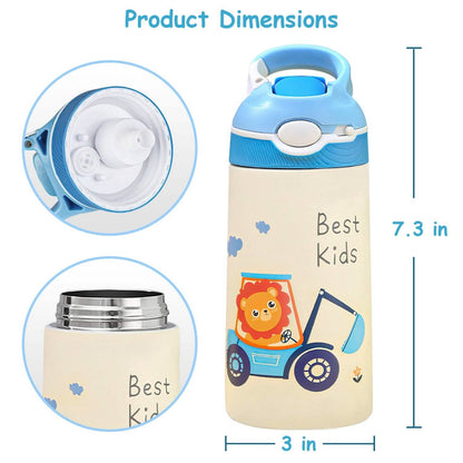 13.50oz. Insulated Stainless Steel Water Bottle Leak-proof with Straw Push Button Lock Switch - A-1 Thread Vault