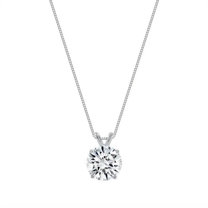 1/4 - 2 Ct T.W. Natural Diamond Solitaire Pendant in 14K White or Yellow Gold - A-1 Thread Vault