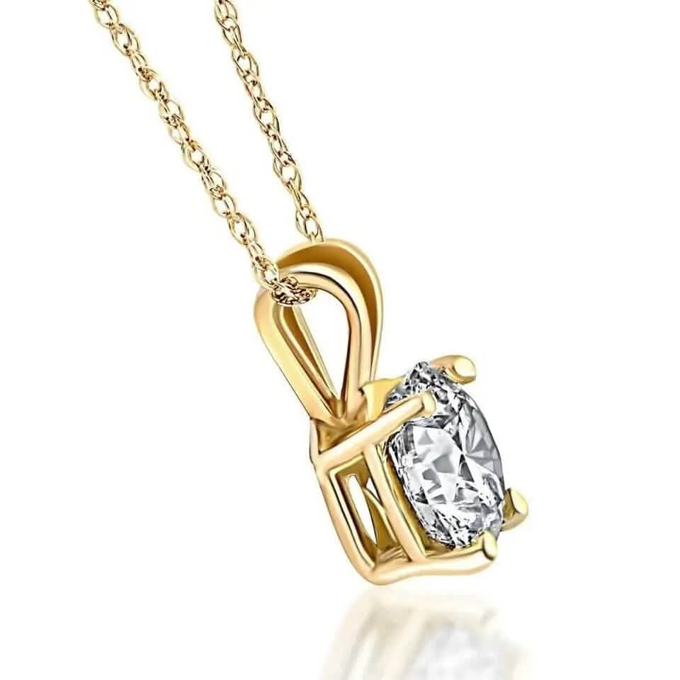 1/4 - 2 Ct T.W. Natural Diamond Solitaire Pendant in 14K White or Yellow Gold - A-1 Thread Vault