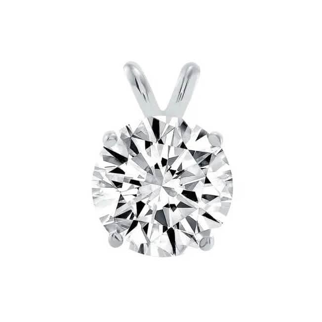 1/4 - 2 Ct T.W. Natural Diamond Solitaire Pendant in 14K White or Yellow Gold - A-1 Thread Vault