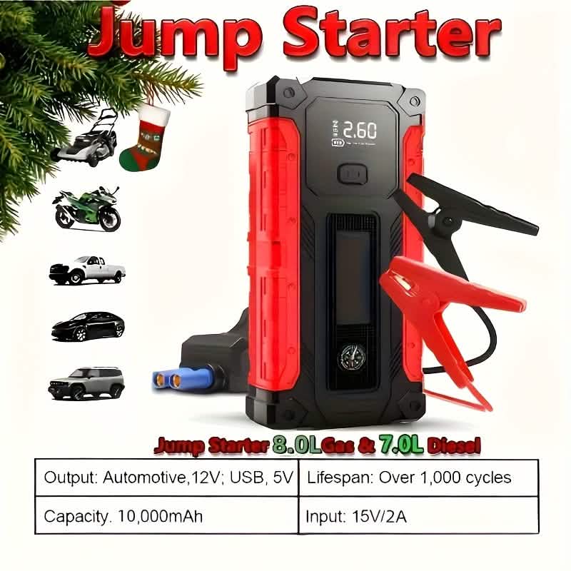 Portable 12V Car Jump Starter, Battery Charger, Air Pump (LED Display) - A-1 Thread Vault