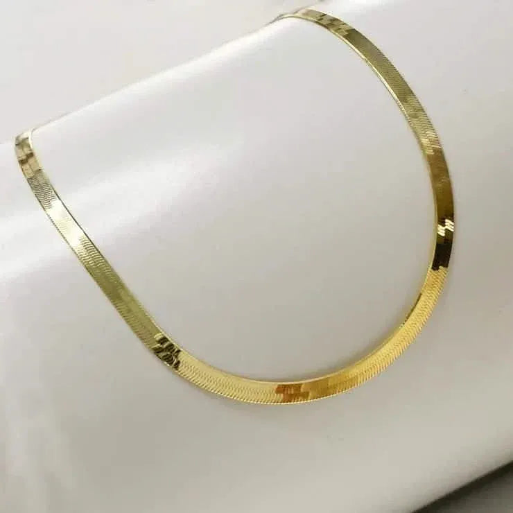 14K Flat Snake Choker Necklace 16" - A-1 Thread Vault