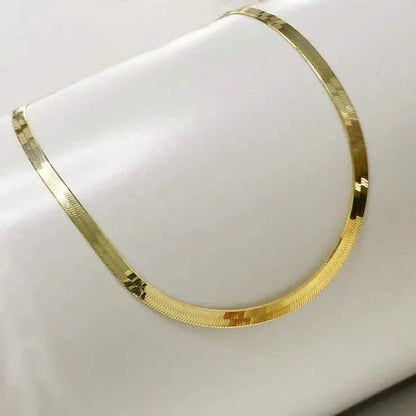 14K Flat Snake Choker Necklace 16" - A-1 Thread Vault