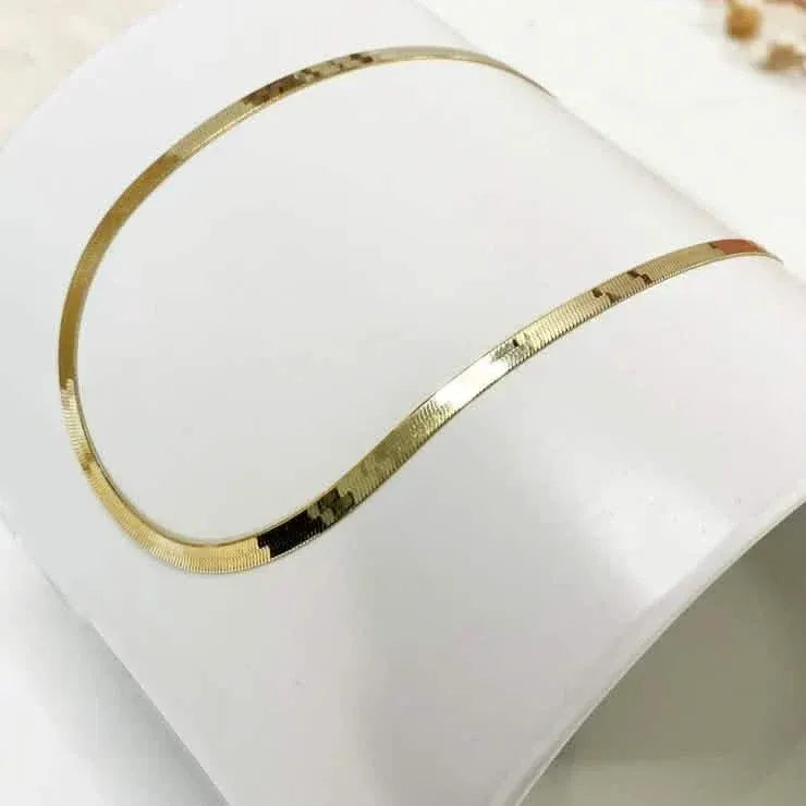 14K Flat Snake Choker Necklace 16" - A-1 Thread Vault