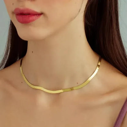14K Flat Snake Choker Necklace 16" - A-1 Thread Vault