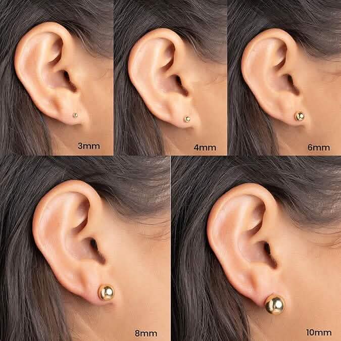 14k Gold Ball Stud Earrings, High Polish Finish Ball Studs - A-1 Thread Vault