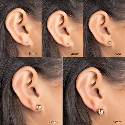 14k Gold Ball Stud Earrings, High Polish Finish Ball Studs - A-1 Thread Vault