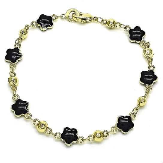 14k Gold Filled High Polish Finish Enamel Flower Bracelet - A-1 Thread Vault