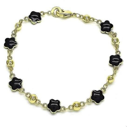 14k Gold Filled High Polish Finish Enamel Flower Bracelet - A-1 Thread Vault