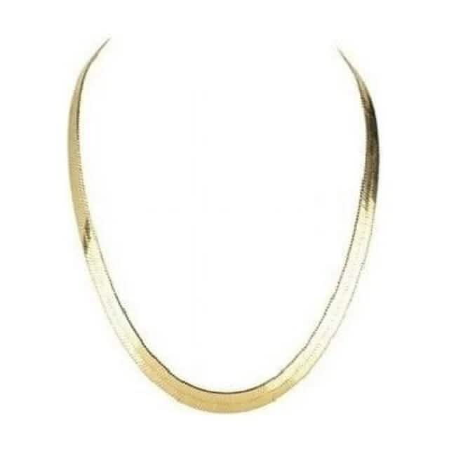 14K Gold High Polish Finish Flat Herringbone Chain Necklace - A-1 Thread Vault