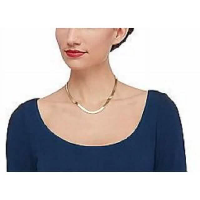 14K Gold High Polish Finish Flat Herringbone Chain Necklace - A-1 Thread Vault