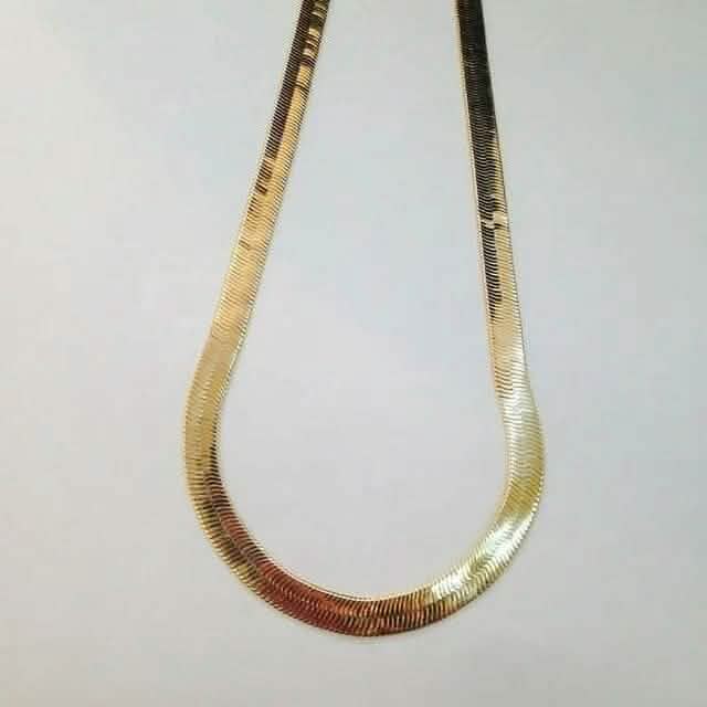 14K Gold High Polish Finish Flat Herringbone Chain Necklace - A-1 Thread Vault