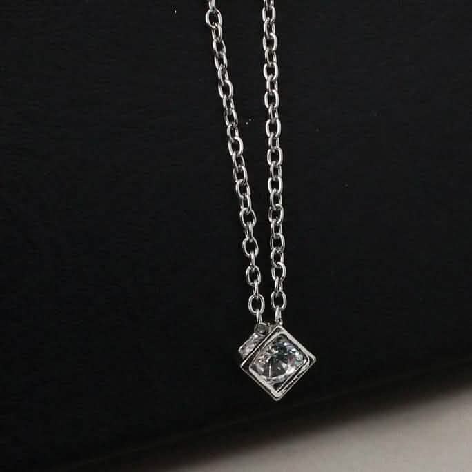 14K Gold Love Cube Three-Dimensional Diamond Shape Necklace Cz Pendant - A-1 Thread Vault