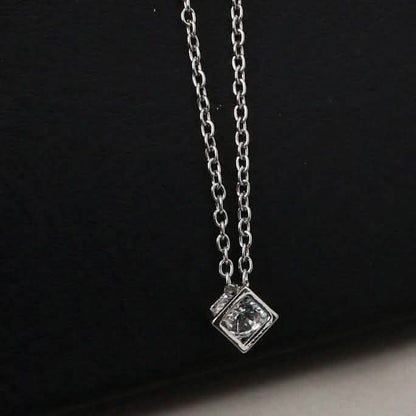 14K Gold Love Cube Three-Dimensional Diamond Shape Necklace Cz Pendant - A-1 Thread Vault