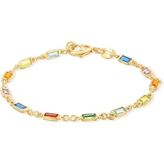 14K Gold Multicolor Crystal Bracelet - A-1 Thread Vault