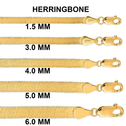 14K Solid Gold Herringbone Necklace - A-1 Thread Vault