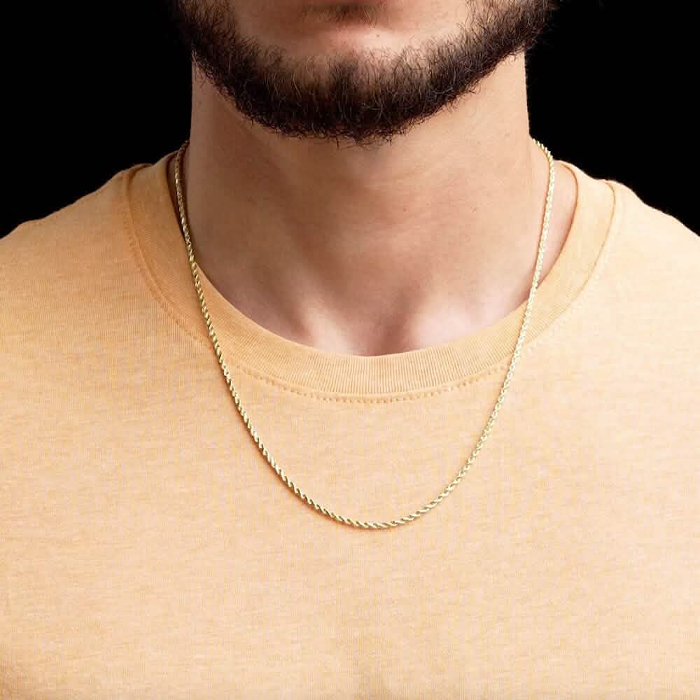 14k Solid Gold Rope Chain 2.5mm - A-1 Thread Vault