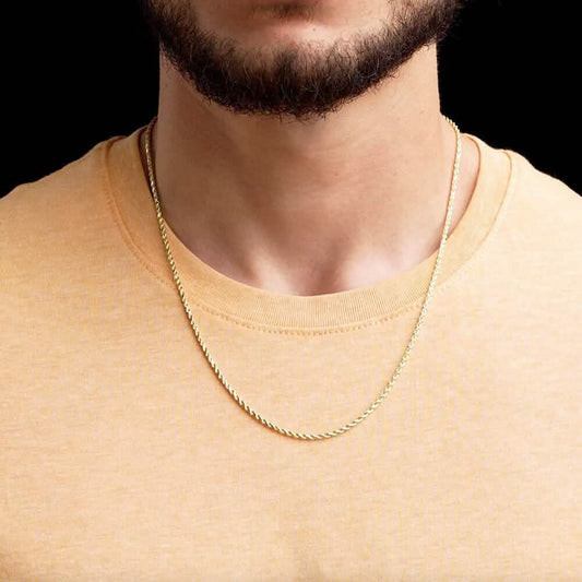 14k Solid Gold Rope Chain 2.5mm - A-1 Thread Vault