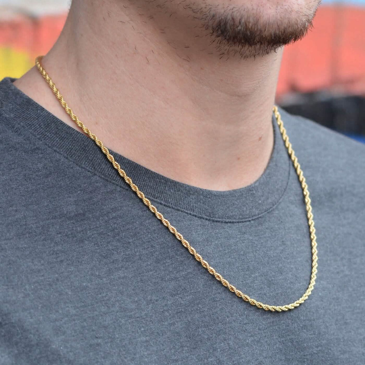 14k Solid Gold Rope Chain 2.5mm - A-1 Thread Vault