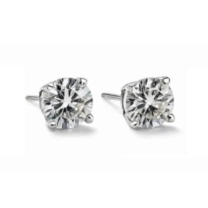 14K Solid White Gold 10.00ct Lab-Grown Round IGI Certified Diamond Stud Earrings - A-1 Thread Vault