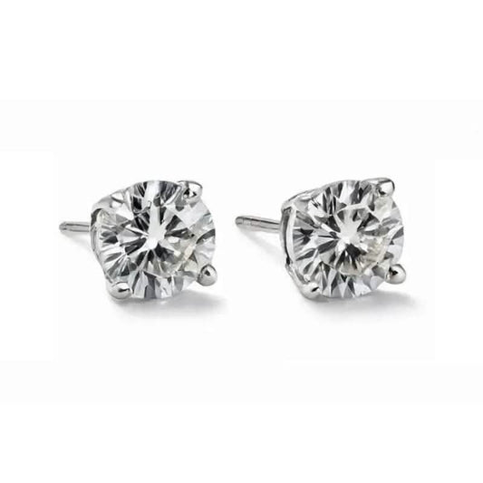 14K Solid White Gold 10.00ct Lab-Grown Round IGI Certified Diamond Stud Earrings - A-1 Thread Vault