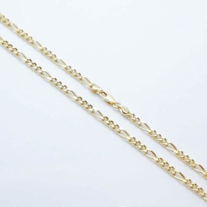 14K Solid Yellow Gold 4mm Figaro Link Chain Necklace - A-1 Thread Vault