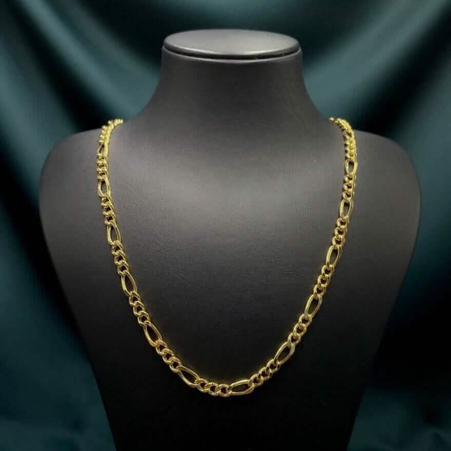 14K Solid Yellow Gold 4mm Figaro Link Chain Necklace - A-1 Thread Vault