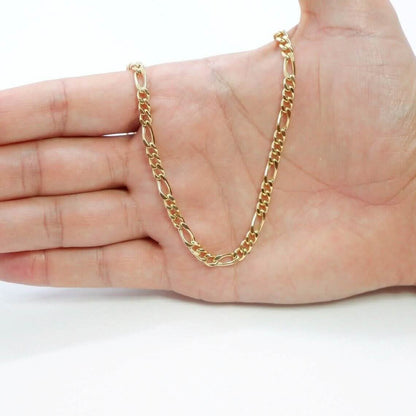 14K Solid Yellow Gold 4mm Figaro Link Chain Necklace - A-1 Thread Vault