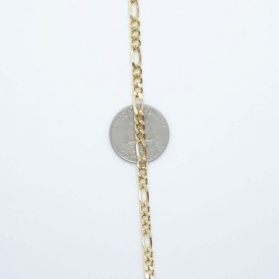 14K Solid Yellow Gold 4mm Figaro Link Chain Necklace - A-1 Thread Vault