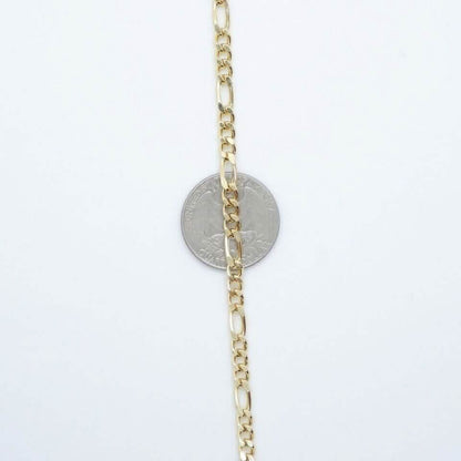 14K Solid Yellow Gold 4mm Figaro Link Chain Necklace - A-1 Thread Vault
