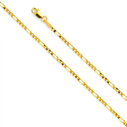 14K Solid Yellow Gold Figaro Chain Necklace - A-1 Thread Vault