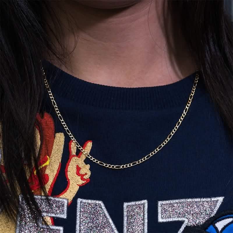 14K Solid Yellow Gold Figaro Chain Necklace - A-1 Thread Vault