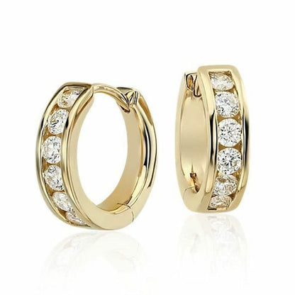 14K Solid Yellow Gold Round Huggies Hoops Earrings 11mm - A-1 Thread Vault