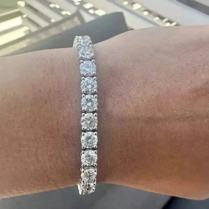 14k White Gold 14.00 Ct Lab Grown Diamond Tennis Bracelet – 7 Inch, D Color VS - A-1 Thread Vault