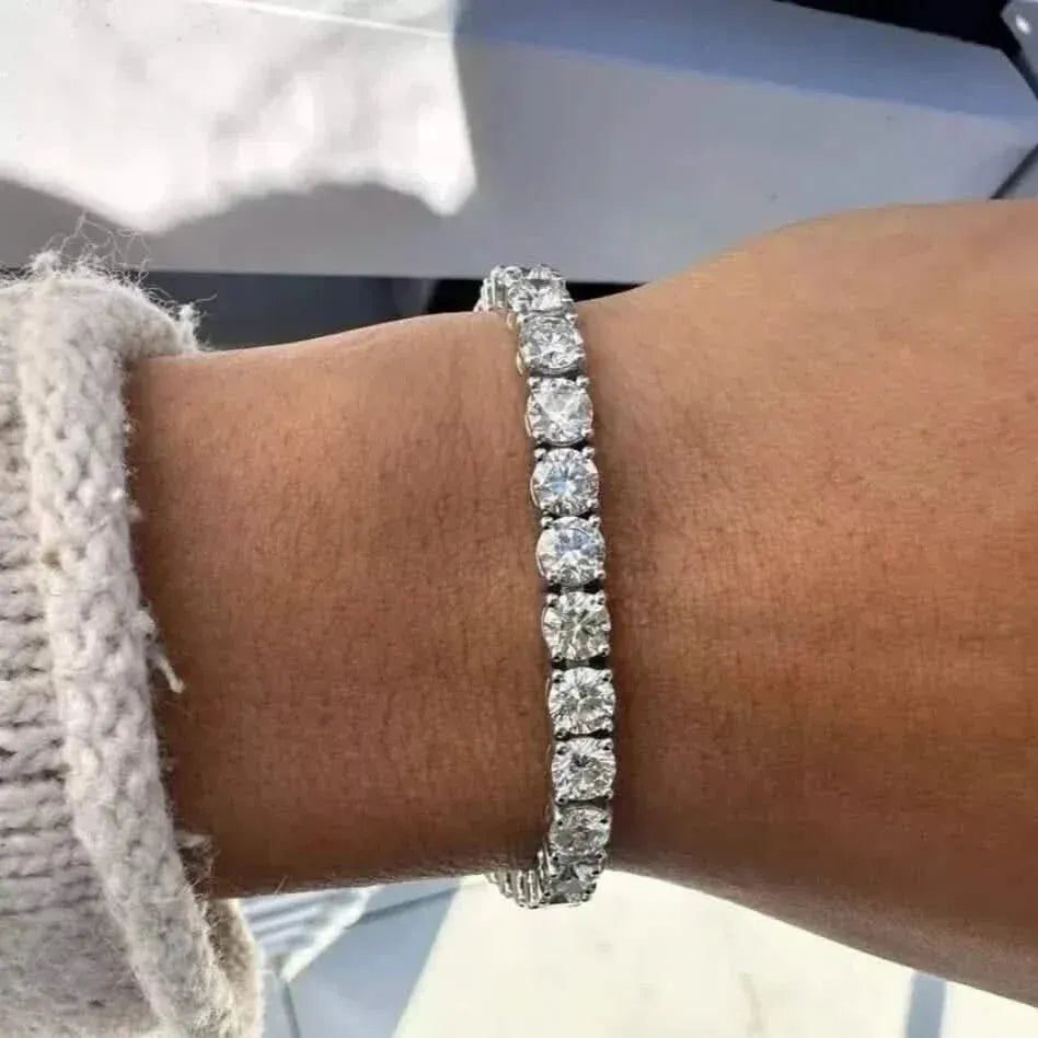 14k White Gold 14.00 Ct Lab Grown Diamond Tennis Bracelet – 7 Inch, D Color VS - A-1 Thread Vault
