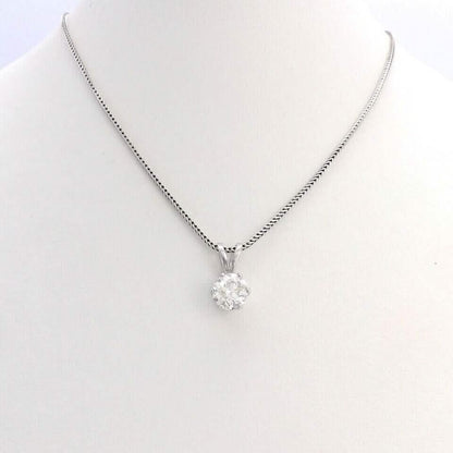 14K White Gold 1Ct Round European Cut Solitaire Diamond Pendant Necklace - A-1 Thread Vault