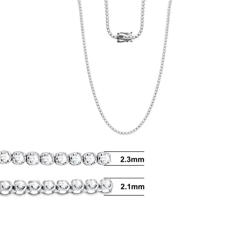 14K White Gold 3.50CT Lab-Grown Diamond Tennis Necklace - A-1 Thread Vault