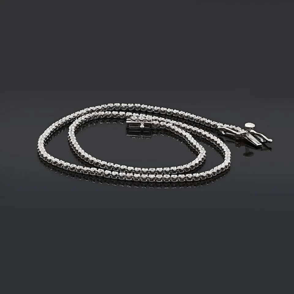 14K White Gold 3.50CT Lab-Grown Diamond Tennis Necklace - A-1 Thread Vault