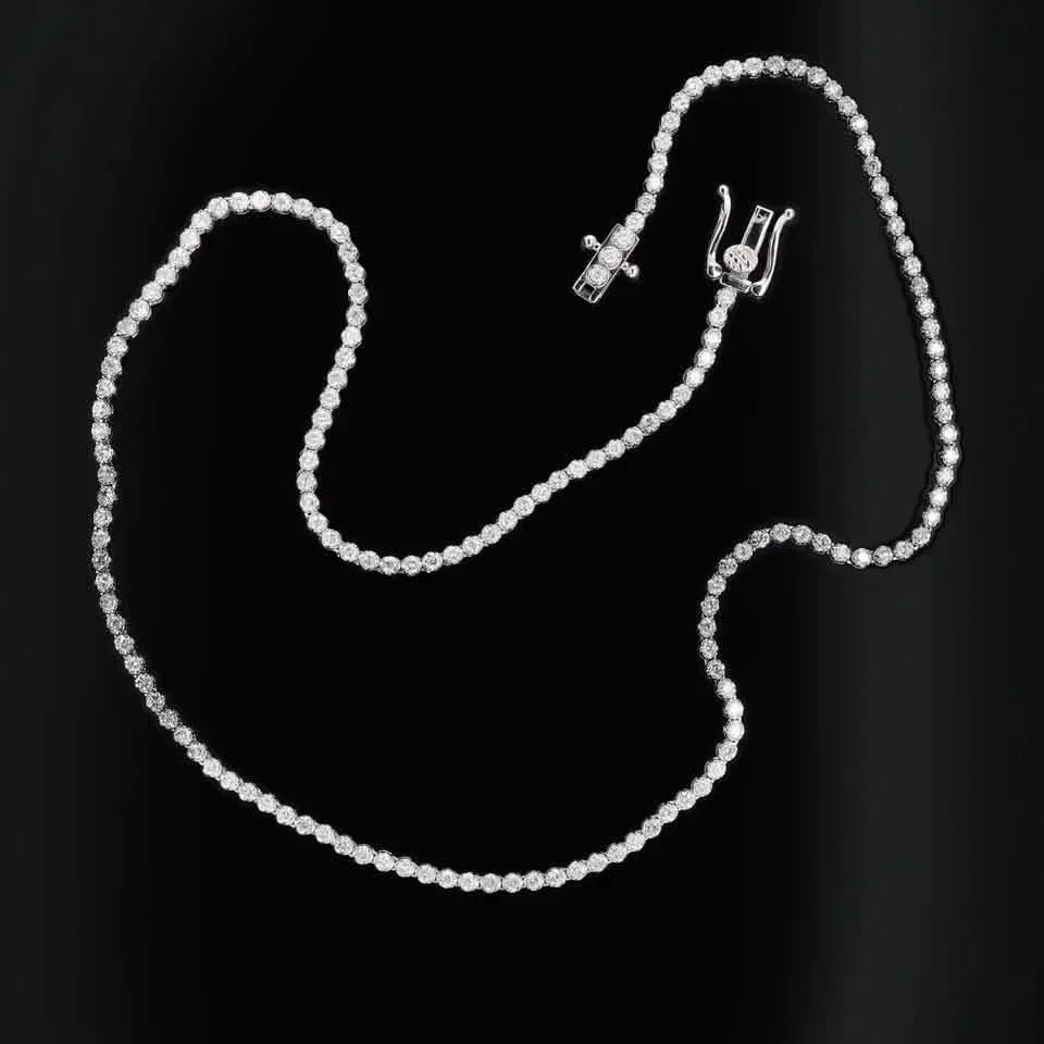 14K White Gold 3.50CT Lab-Grown Diamond Tennis Necklace - A-1 Thread Vault