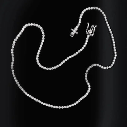 14K White Gold 3.50CT Lab-Grown Diamond Tennis Necklace - A-1 Thread Vault