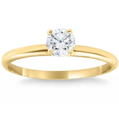 14k Yellow Gold 5/8Ct Round-Cut Solitaire Diamond Engagement Ring High Polished - A-1 Thread Vault
